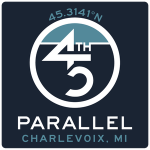 45th Life My Latitude Sticker featuring 45th Parallel coordinates. Charlevoix, Michigan