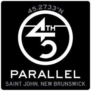45th Life My Latitude Sticker featuring 45th Parallel coordinates. Saint John, New Brunswick