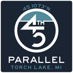 45th Life My Latitude Sticker featuring 45th Parallel coordinates. Torch Lake, Michigan