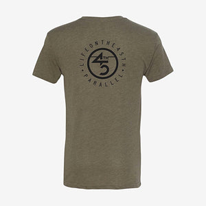 45th Parallel Tagline Tee in Military Green back view